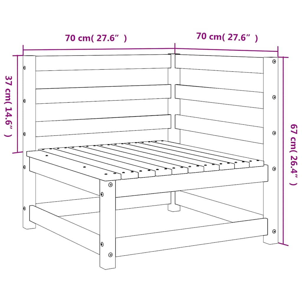 Tuinhoekbank 2 st 70x70x67 cm massief grenenhout wasbruin – afbeelding 9