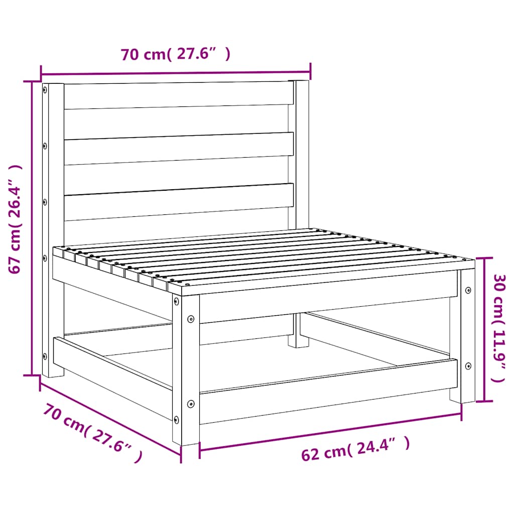 Tuinbank zonder armleuning 3 st 70x70x67 cm grenenhout wasbruin – afbeelding 10