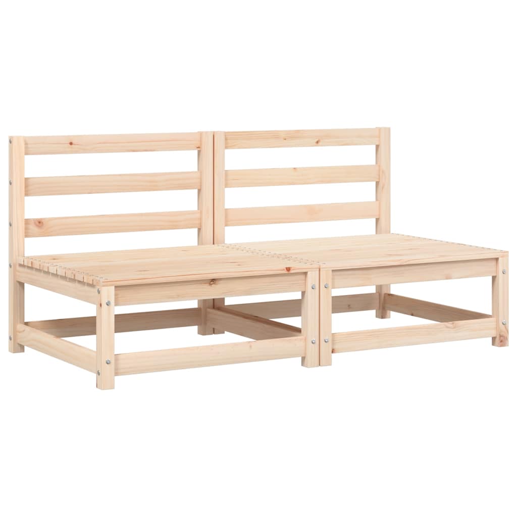 Tuinbanken 2 st zonder armleuningen met kussens grenenhout – afbeelding 4