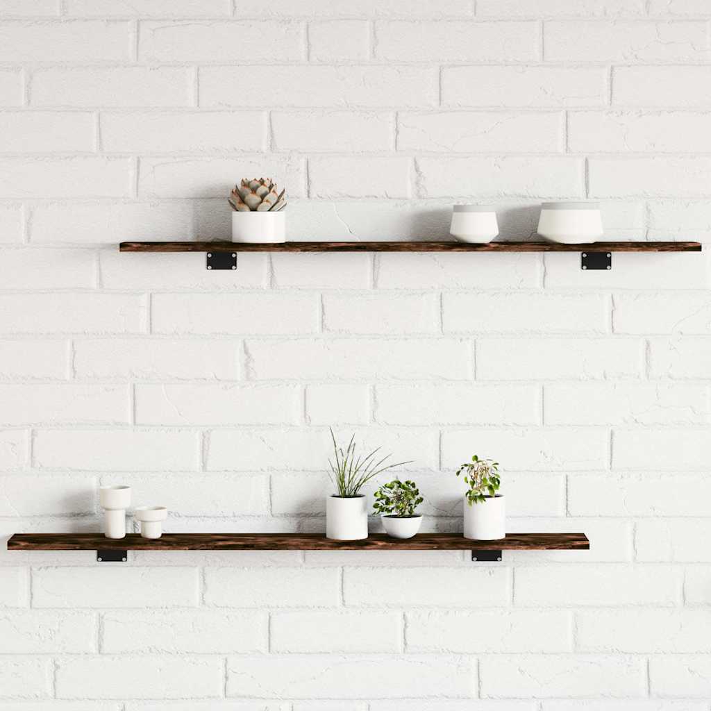Wandschappen 4 st 100x10x1,5 cm bewerkt hout gerookt eikenkleur