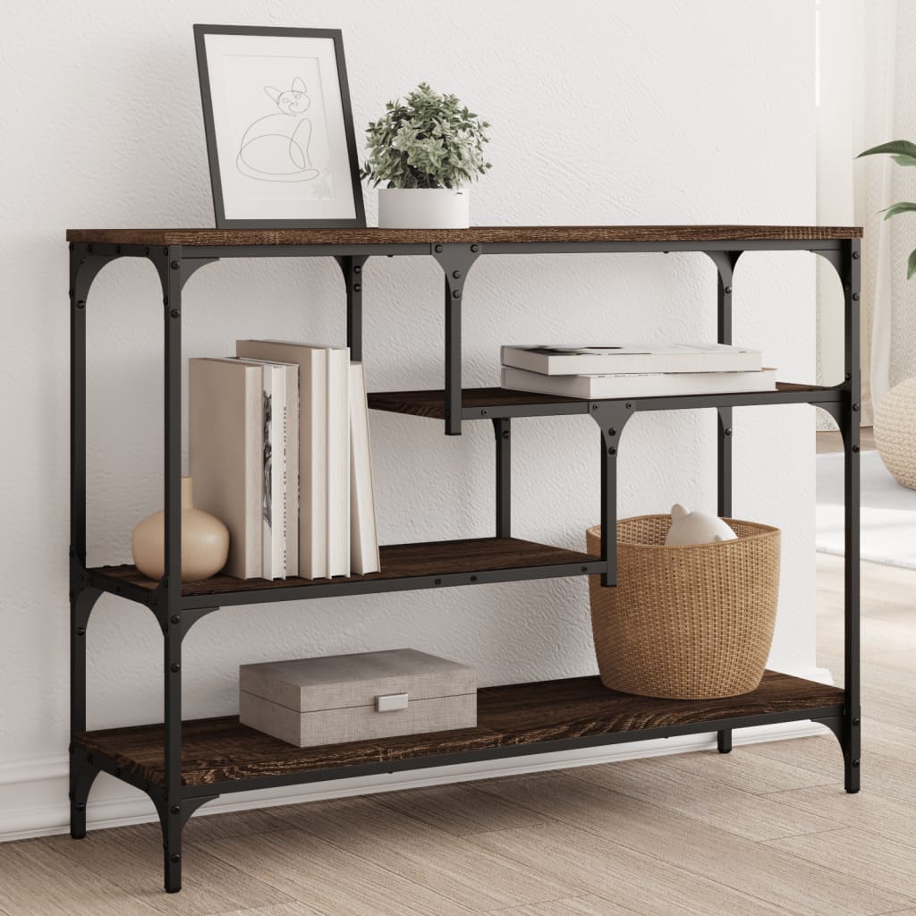 Wandtafel 100x30x75 cm bewerkt hout bruin eikenkleur – afbeelding 1