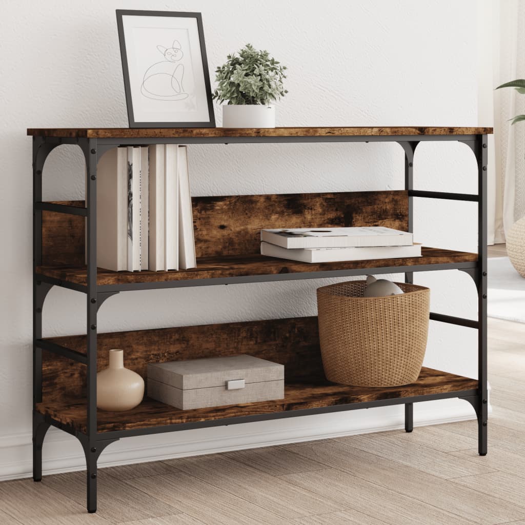 Wandtafel 100x32x75 cm bewerkt hout gerookt eikenkleurig – afbeelding 1