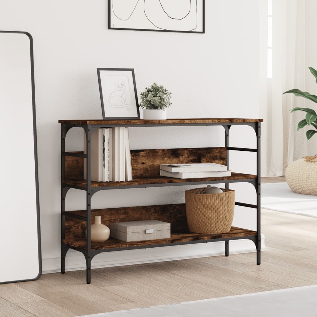 Wandtafel 100x32x75 cm bewerkt hout gerookt eikenkleurig – afbeelding 3