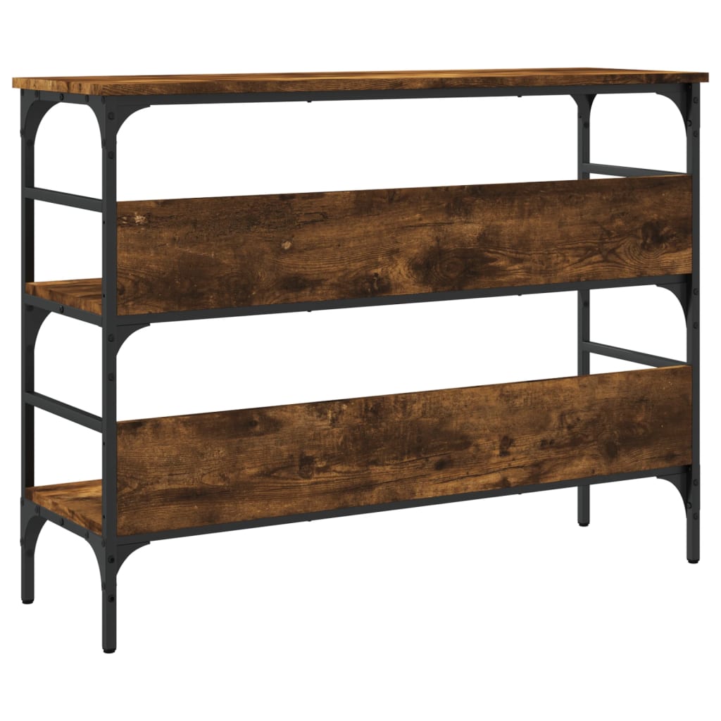 Wandtafel 100x32x75 cm bewerkt hout gerookt eikenkleurig – afbeelding 5