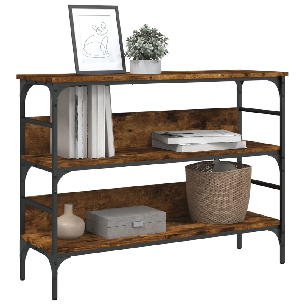Wandtafel 100x32x75 cm bewerkt hout gerookt eikenkleurig – afbeelding 8