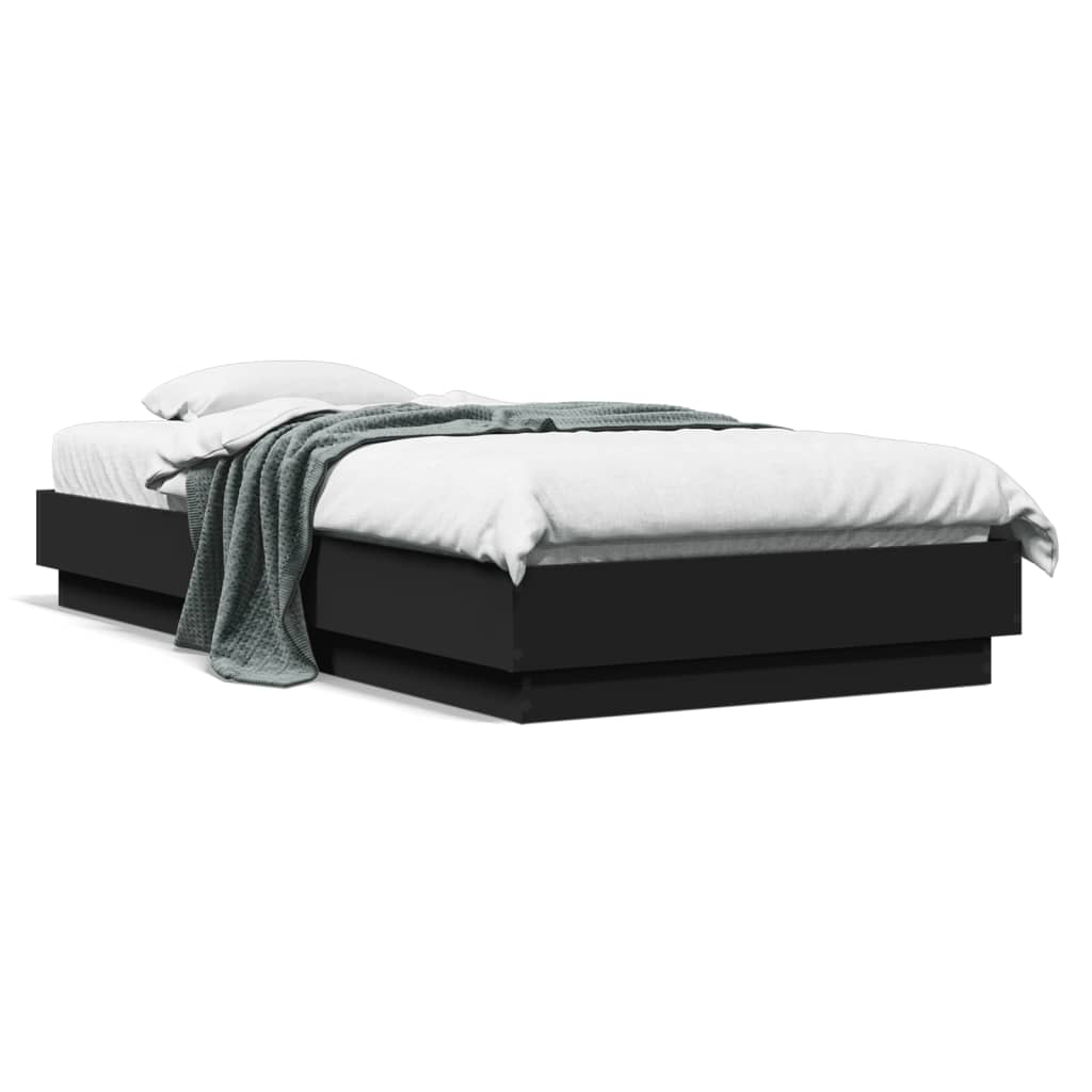 Bedframe met LED-verlichting zwart 75x190 cm – afbeelding 1