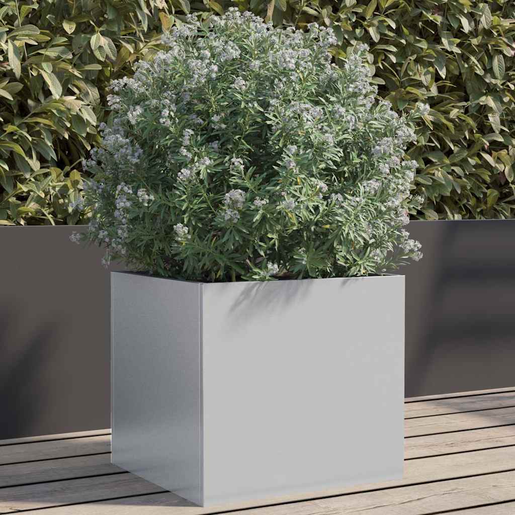 Plantenbak 32x30x29 cm gegalvaniseerd staal zilverkleurig – afbeelding 1