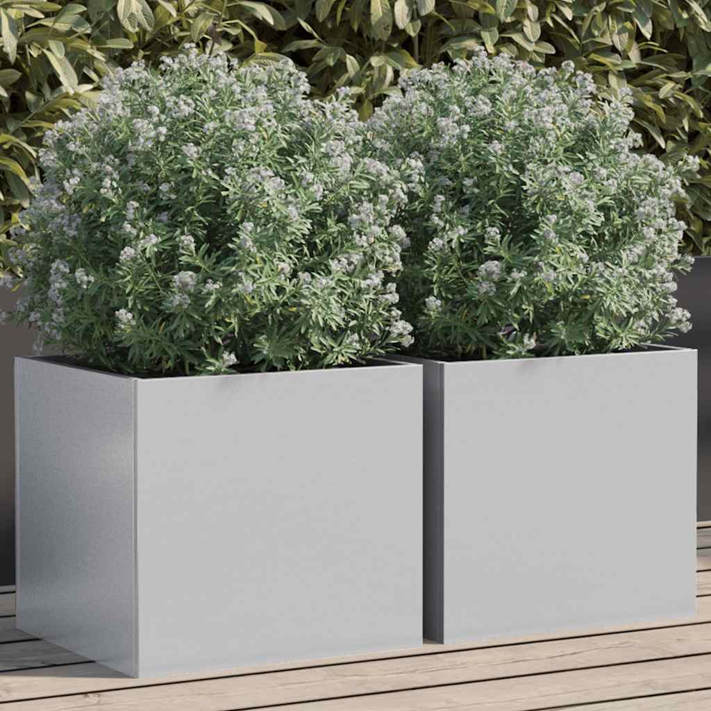 Plantenbakken 2 st 32x30x29 cm gegalvaniseerd staal zilverkleur – afbeelding 1