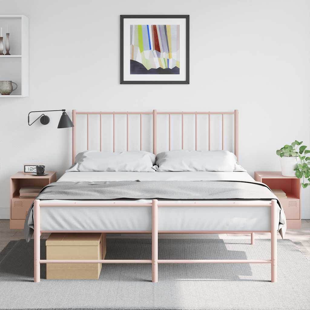 Nachtkastjes 2 st 34,5x39x44 cm staal roze – afbeelding 1