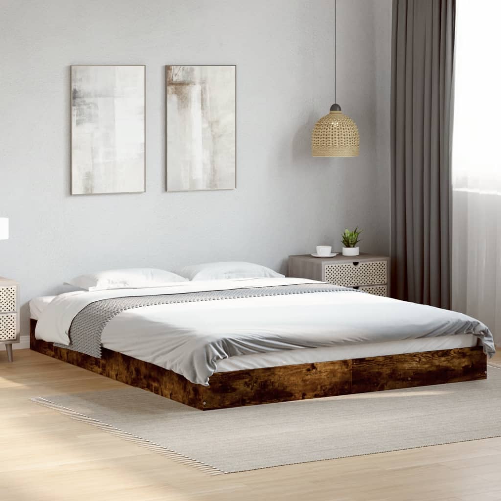 Bedframe zonder matras hout gerookt eikenkleurig 160x200 cm – afbeelding 1