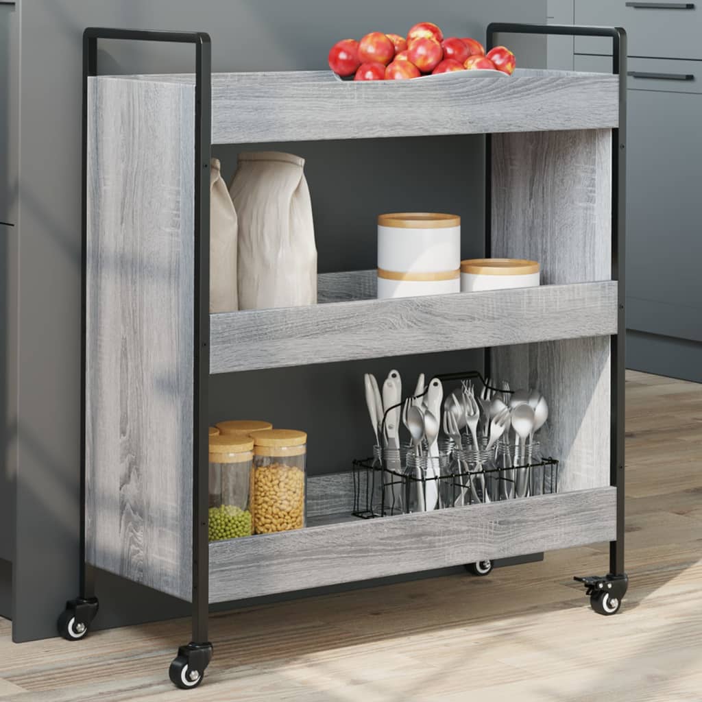 Keukentrolley 70x30x82 cm bewerkt hout grijs sonoma eikenkleur