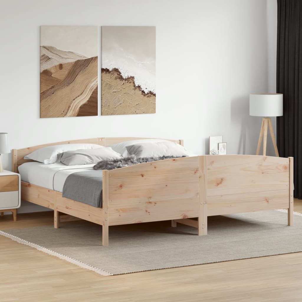 Bedframe met hoofdbord massief grenenhout 180x200 cm – afbeelding 3