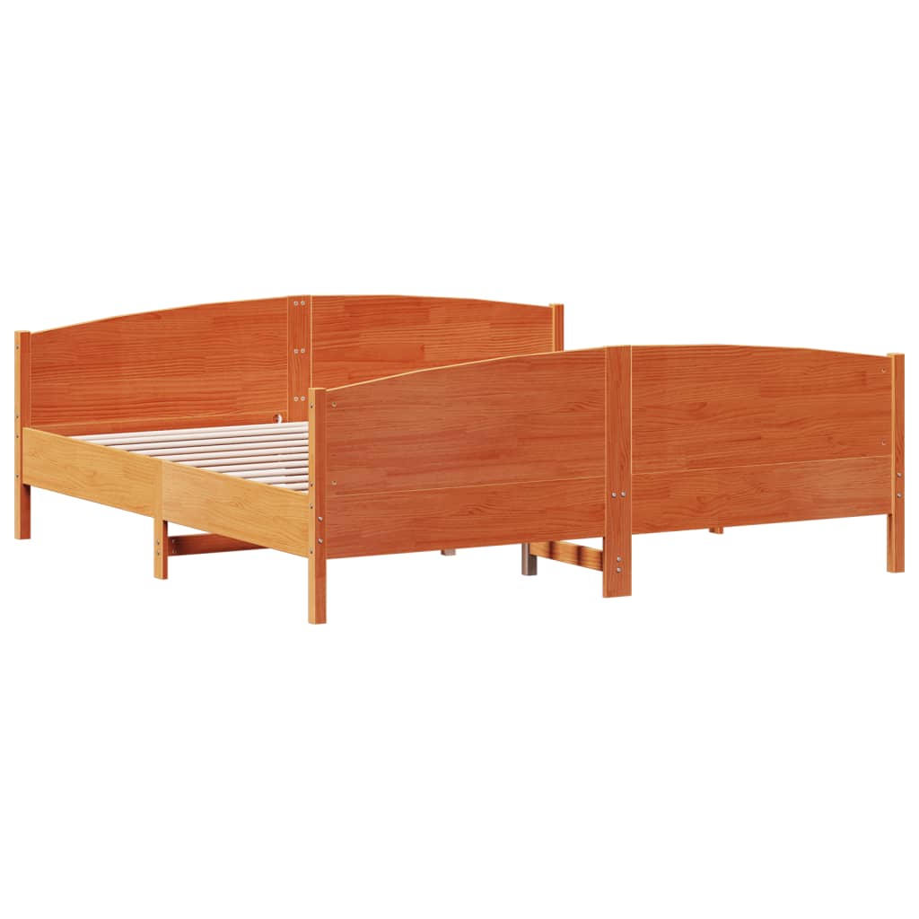 Bedframe met hoofdbord massief grenenhout wasbruin 180x200 cm – afbeelding 2