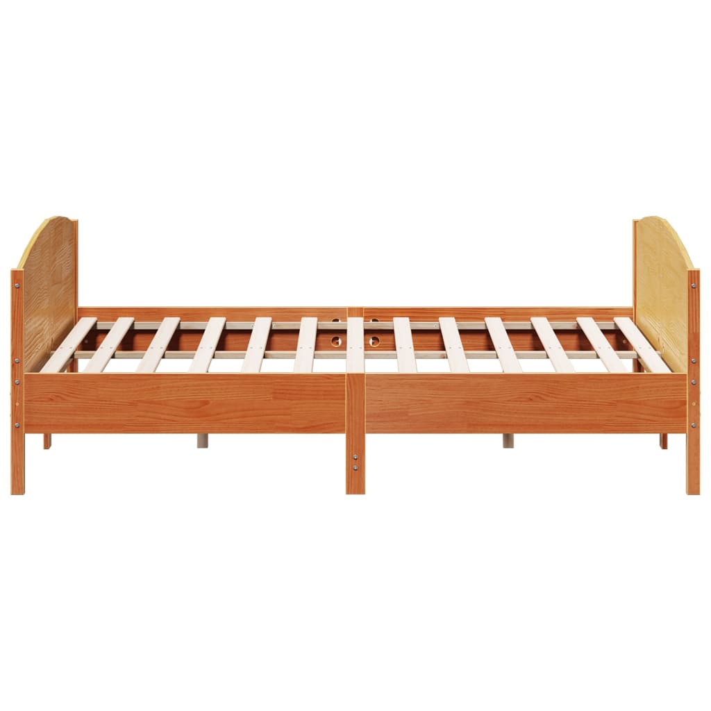 Bedframe met hoofdbord massief grenenhout wasbruin 180x200 cm – afbeelding 5