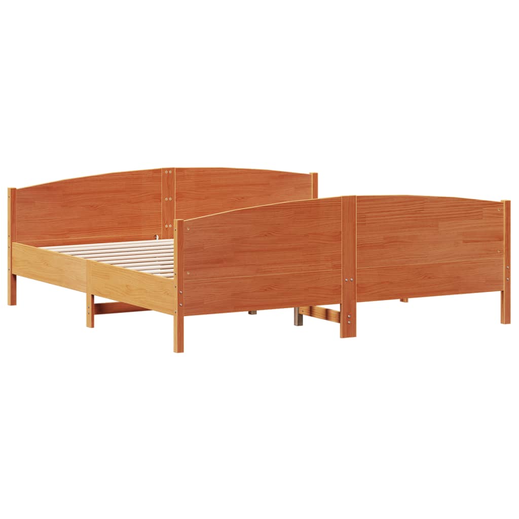 Bedframe met hoofdbord massief grenenhout wasbruin 180x200 cm – afbeelding 6