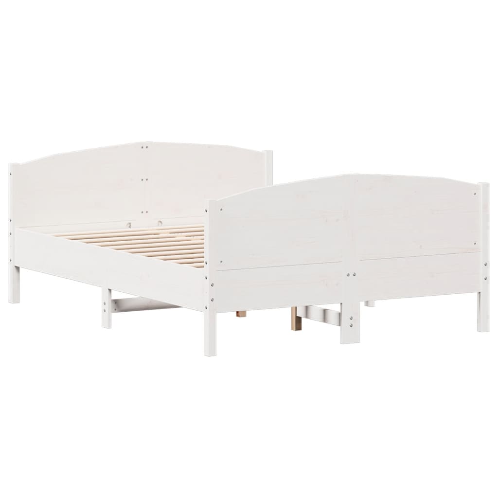 Bedframe met hoofdbord massief grenenhout wit 160x200 cm – afbeelding 2