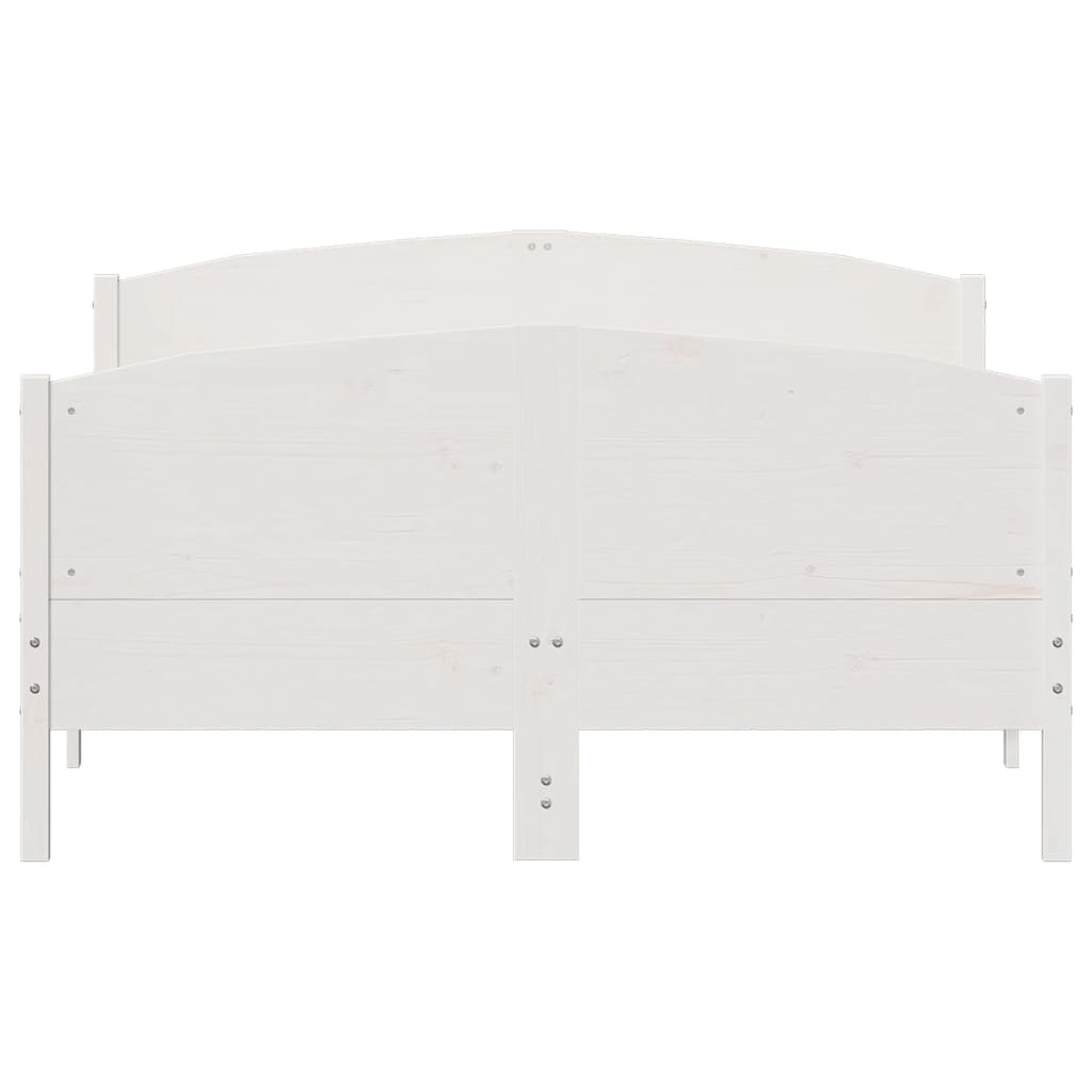 Bedframe met hoofdbord massief grenenhout wit 160x200 cm – afbeelding 4