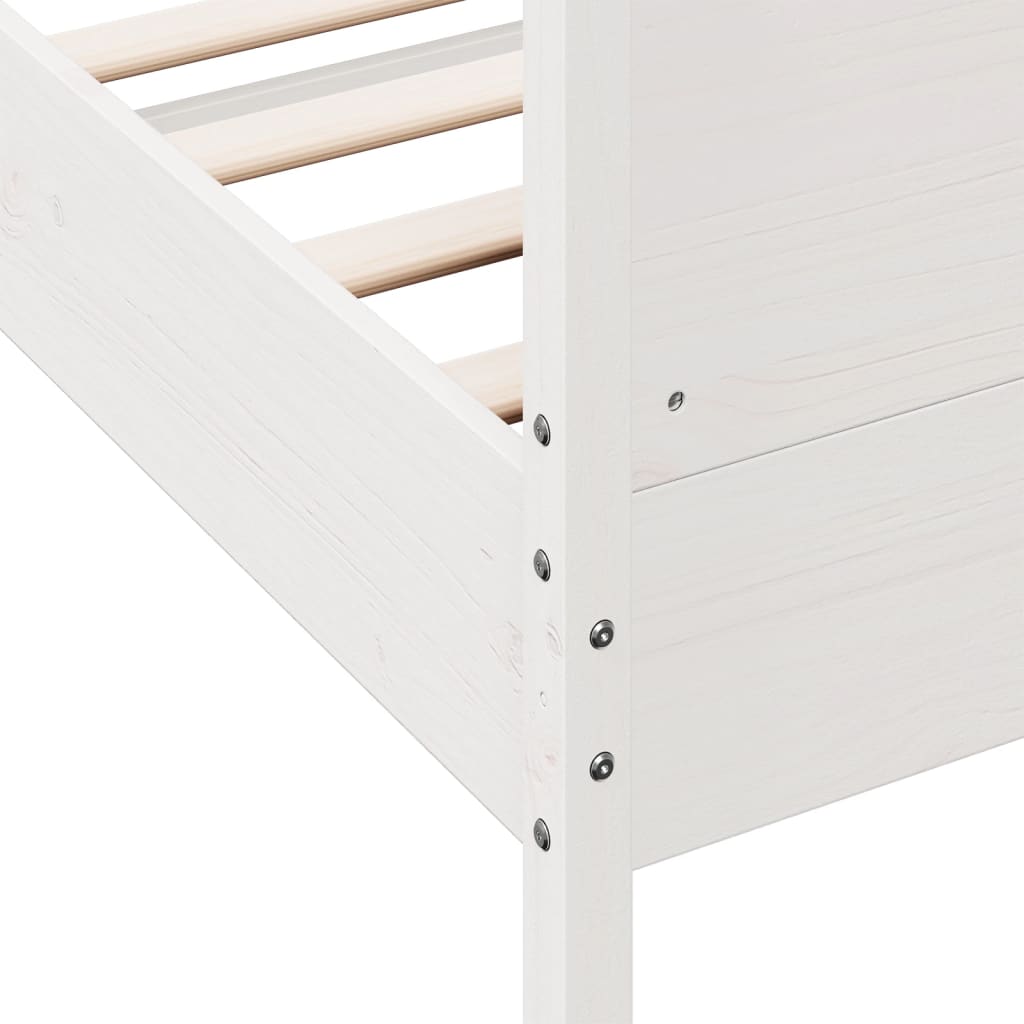 Bedframe met hoofdbord massief grenenhout wit 160x200 cm – afbeelding 7