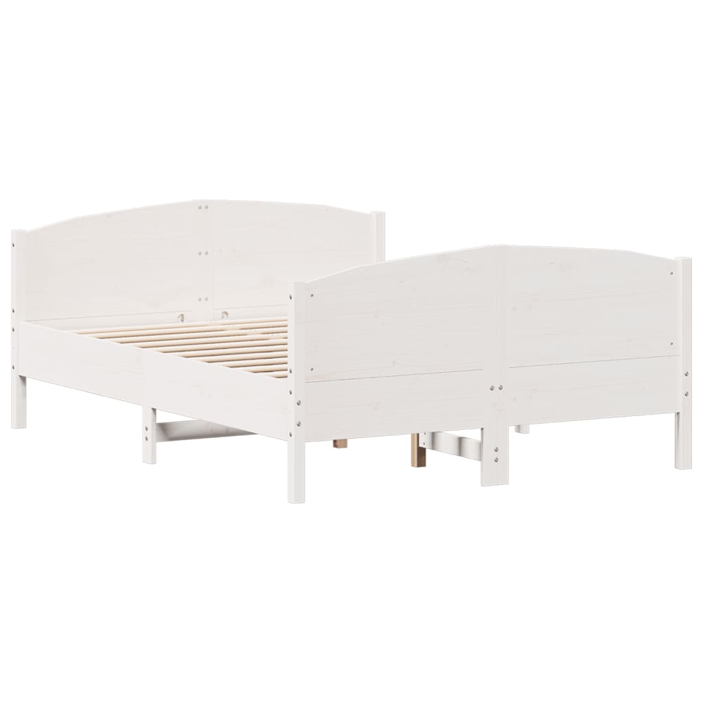 Bedframe met hoofdbord massief grenenhout wit 150x200 cm – afbeelding 6