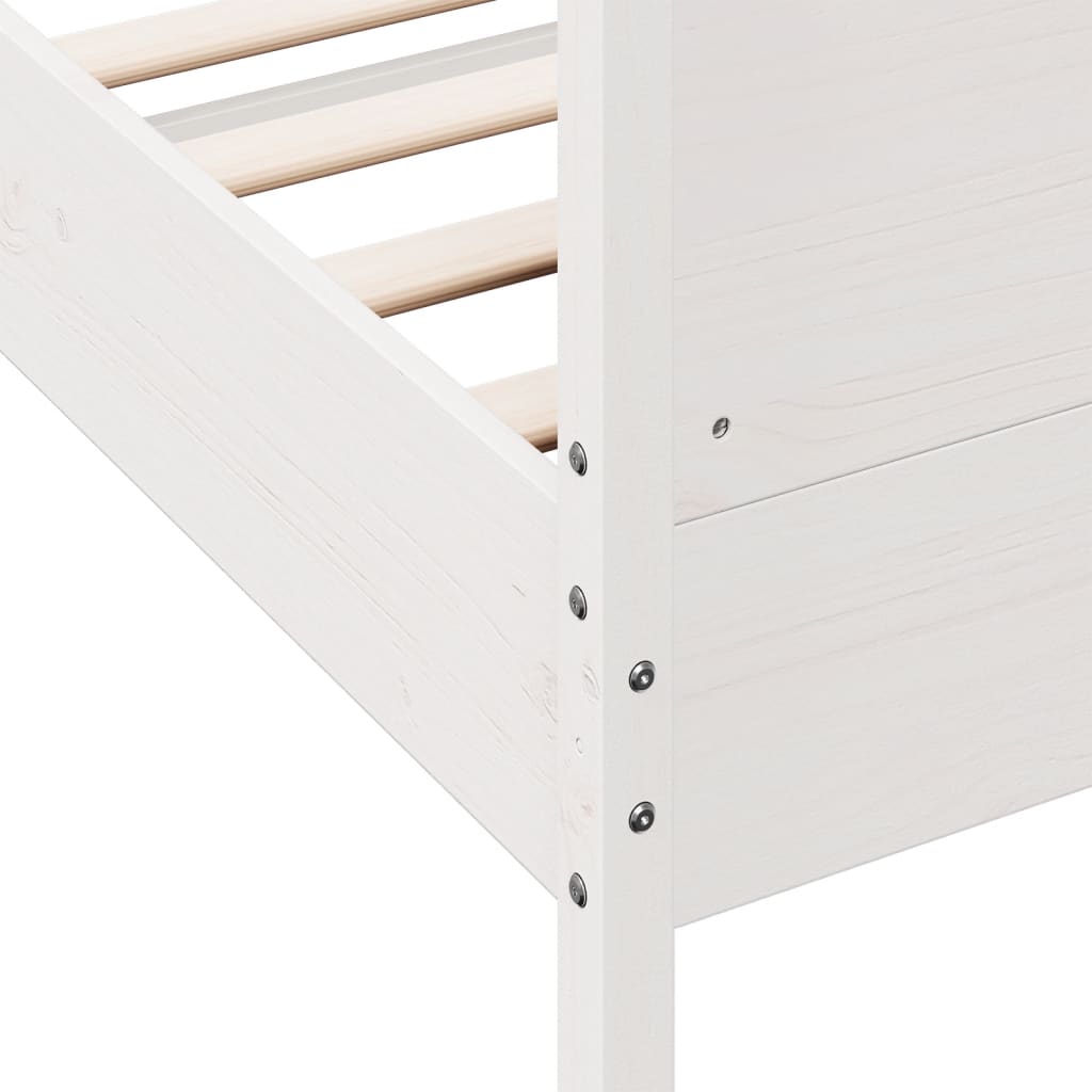 Bedframe met hoofdbord massief grenenhout wit 150x200 cm – afbeelding 7