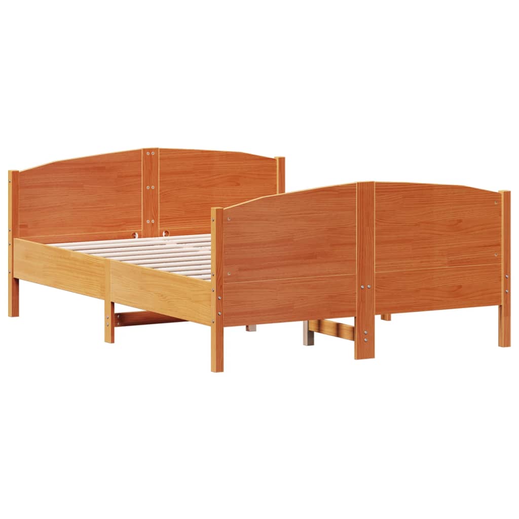 Bedframe met hoofdbord massief grenenhout wasbruin 150x200 cm – afbeelding 2