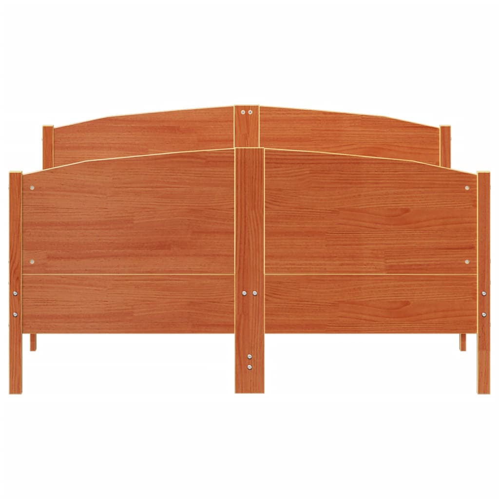 Bedframe met hoofdbord massief grenenhout wasbruin 150x200 cm – afbeelding 4
