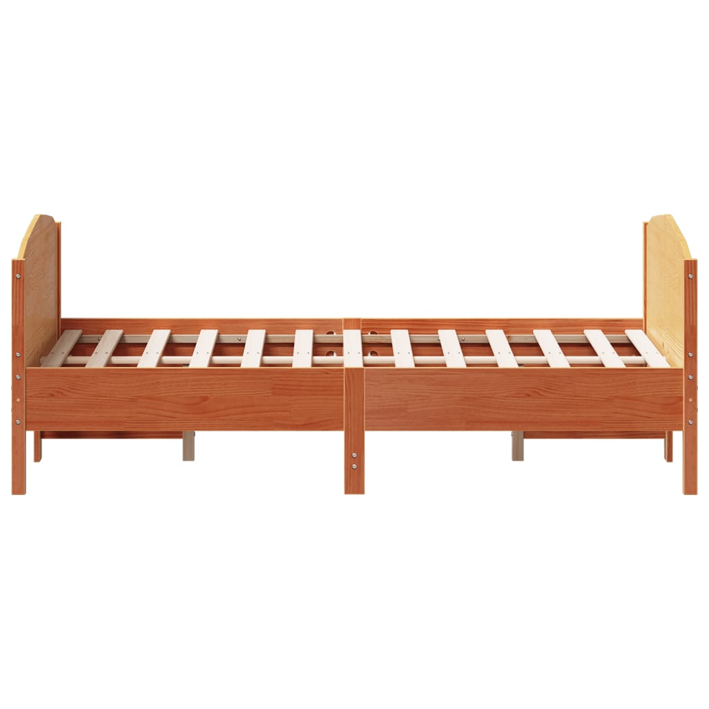 Bedframe met hoofdbord massief grenenhout wasbruin 150x200 cm – afbeelding 5