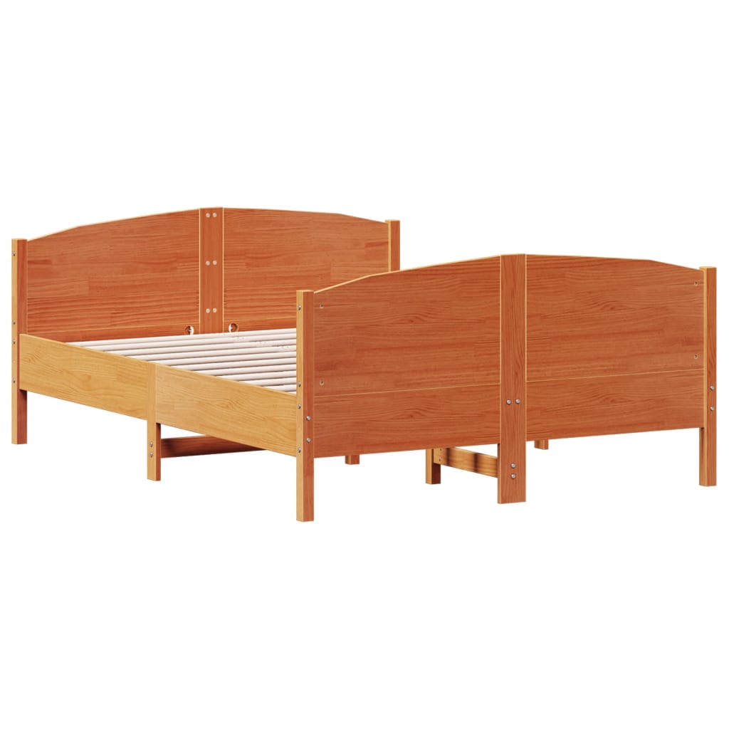 Bedframe met hoofdbord massief grenenhout wasbruin 150x200 cm – afbeelding 6