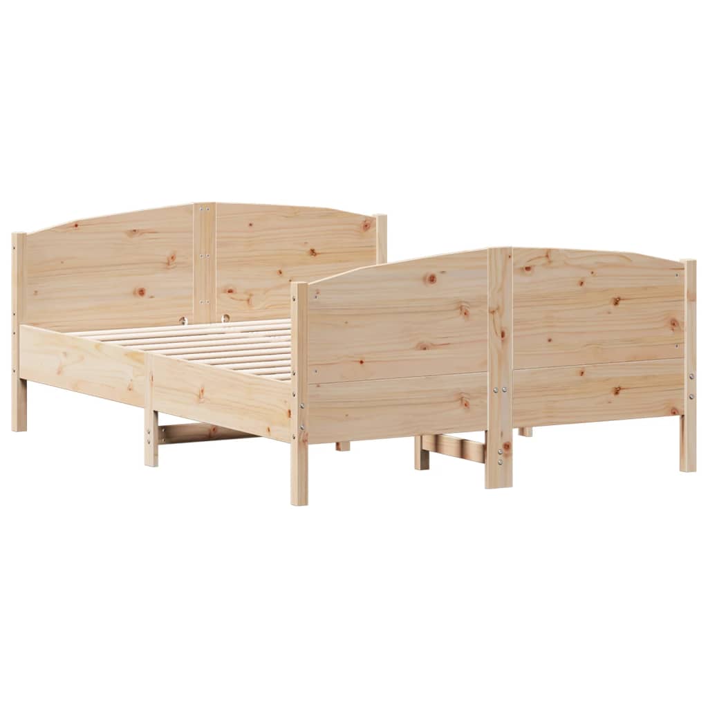 Bedframe met hoofdbord massief grenenhout wit 140x200 cm – afbeelding 2