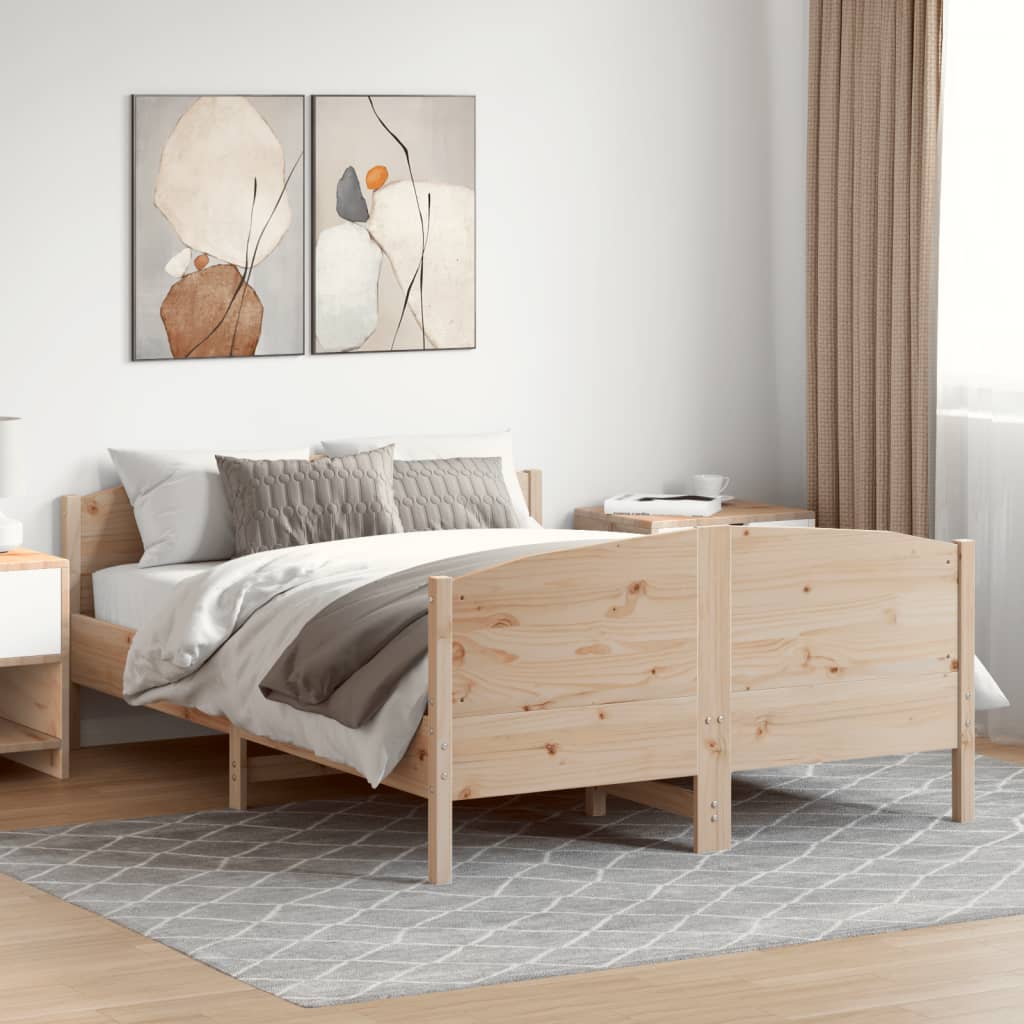 Bedframe met hoofdbord massief grenenhout wit 140x200 cm – afbeelding 3