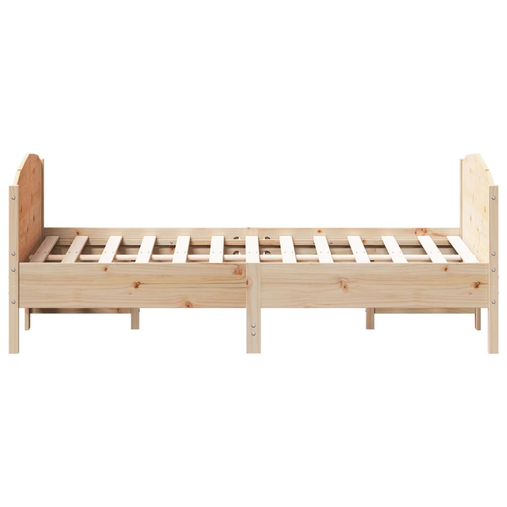 Bedframe met hoofdbord massief grenenhout wit 140x200 cm – afbeelding 5