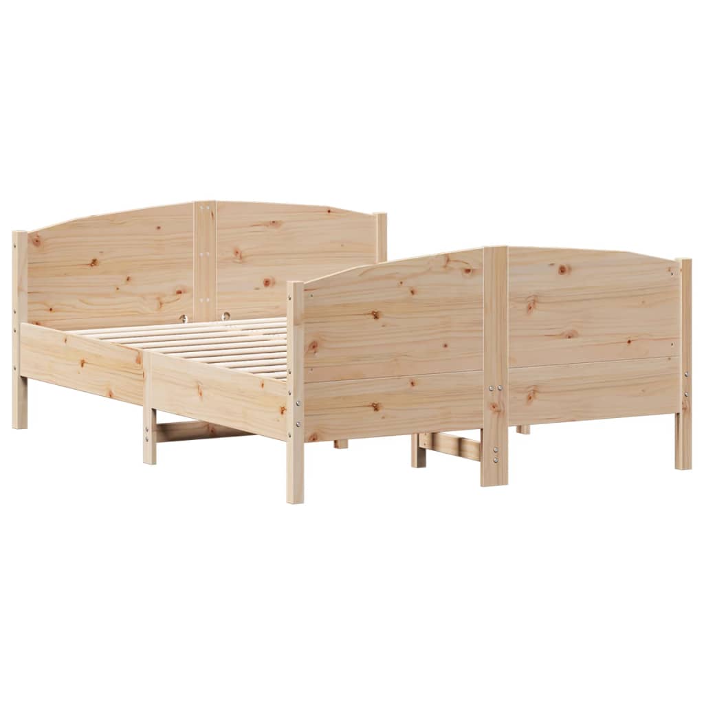 Bedframe met hoofdbord massief grenenhout wit 140x200 cm – afbeelding 6