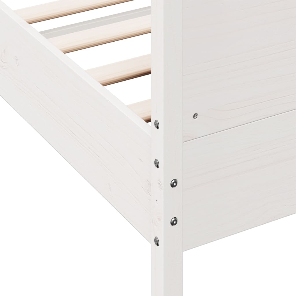 Bedframe met hoofdbord massief grenenhout wit 140x200 cm – afbeelding 7