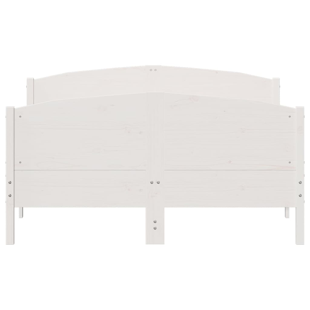 Bedframe met hoofdbord massief grenenhout wit 140x190 cm – afbeelding 4
