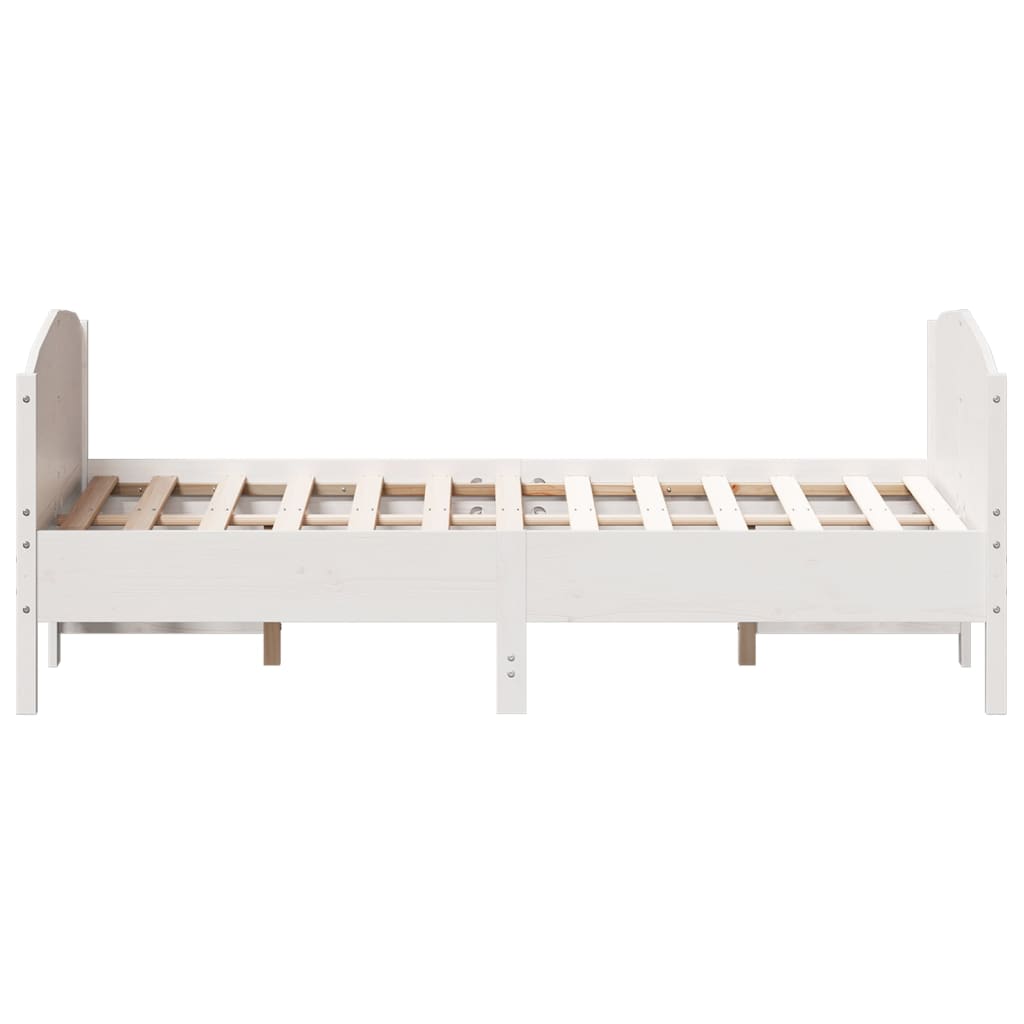 Bedframe met hoofdbord massief grenenhout wit 140x190 cm – afbeelding 5