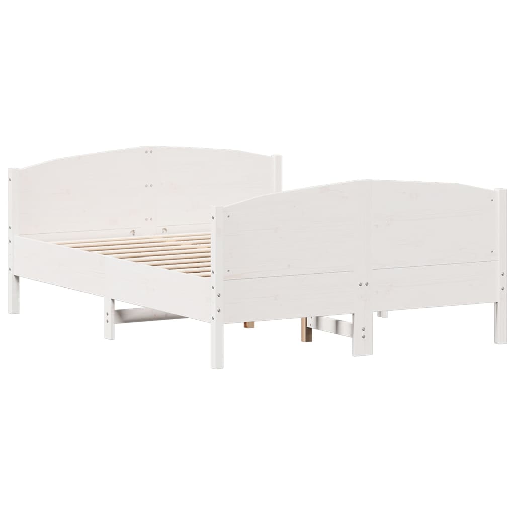 Bedframe met hoofdbord massief grenenhout wit 140x190 cm – afbeelding 6