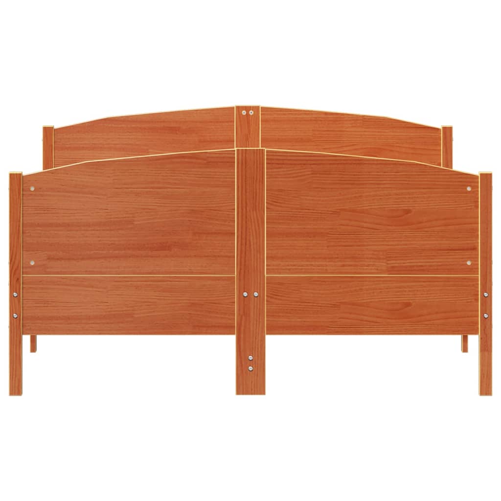 Bedframe met hoofdbord massief grenenhout wasbruin 140x190 cm – afbeelding 4