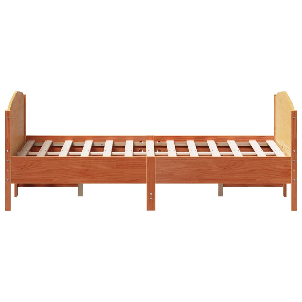 Bedframe met hoofdbord massief grenenhout wasbruin 140x190 cm – afbeelding 5