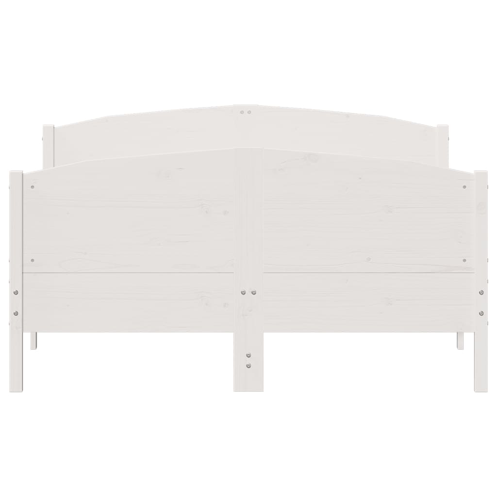 Bedframe met hoofdbord massief grenenhout wit 135x190 cm – afbeelding 4