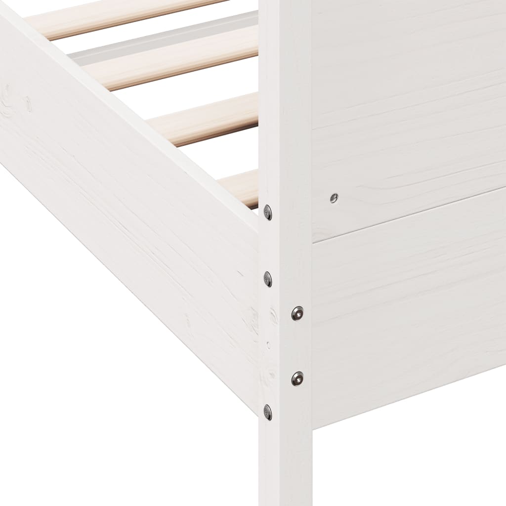 Bedframe met hoofdbord massief grenenhout wit 135x190 cm – afbeelding 7