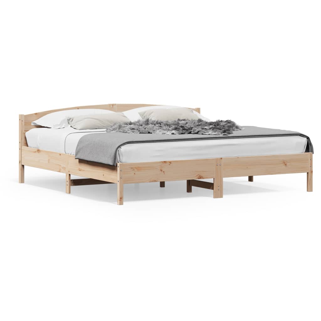 Bedframe met hoofdbord massief grenenhout 200x200 cm – afbeelding 1
