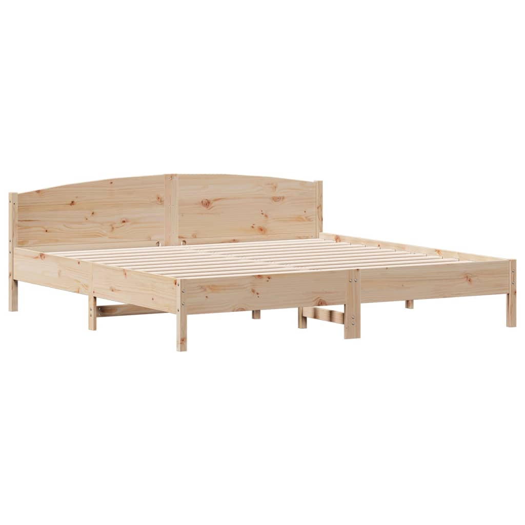 Bedframe met hoofdbord massief grenenhout 200x200 cm – afbeelding 2