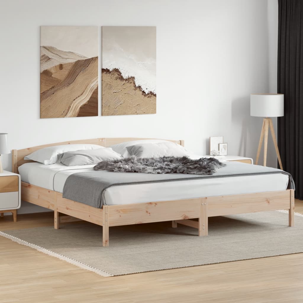 Bedframe met hoofdbord massief grenenhout 200x200 cm – afbeelding 3
