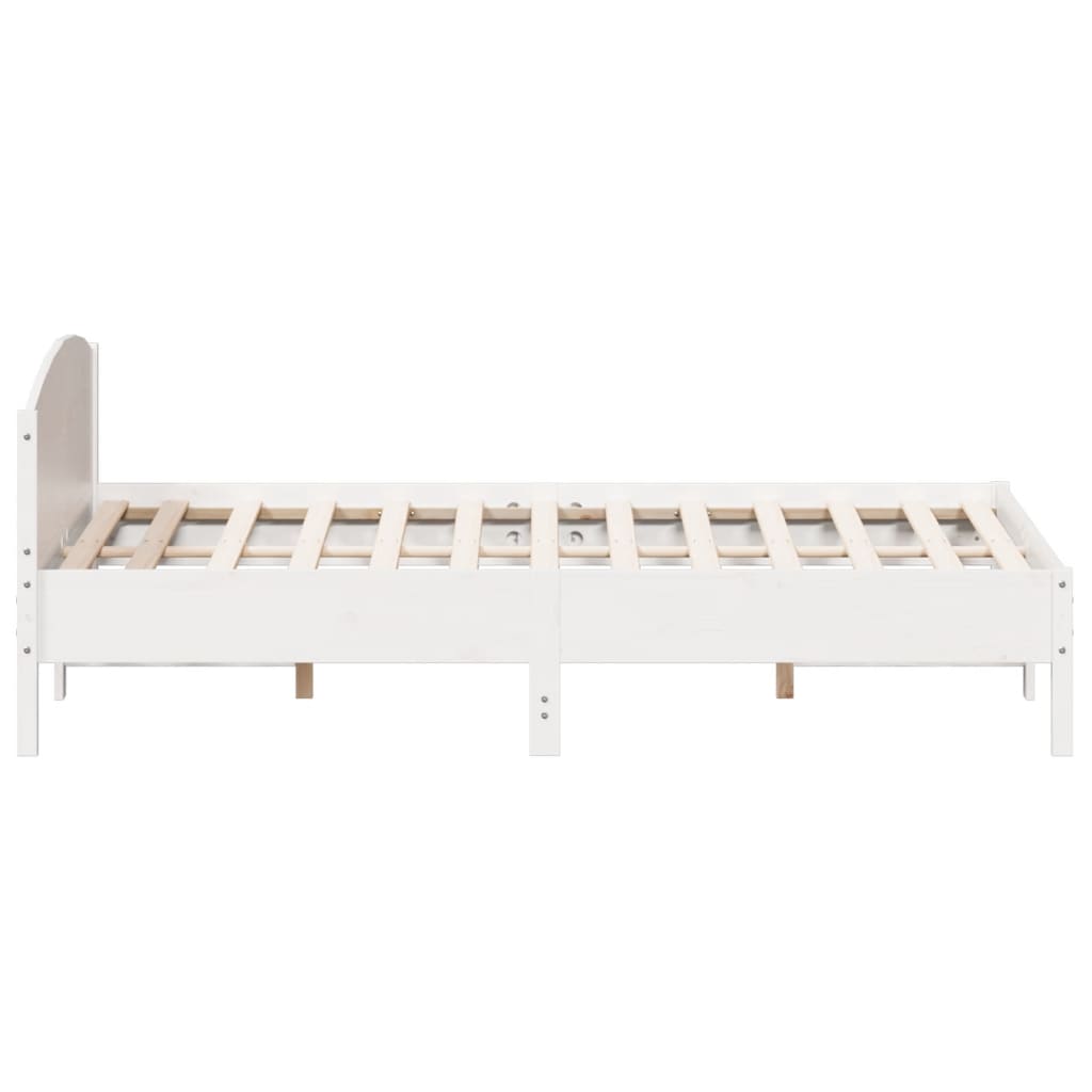Bedframe met hoofdbord massief grenenhout wit 200x200 cm – afbeelding 5