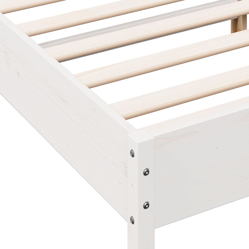 Bedframe met hoofdbord massief grenenhout wit 200x200 cm – afbeelding 7
