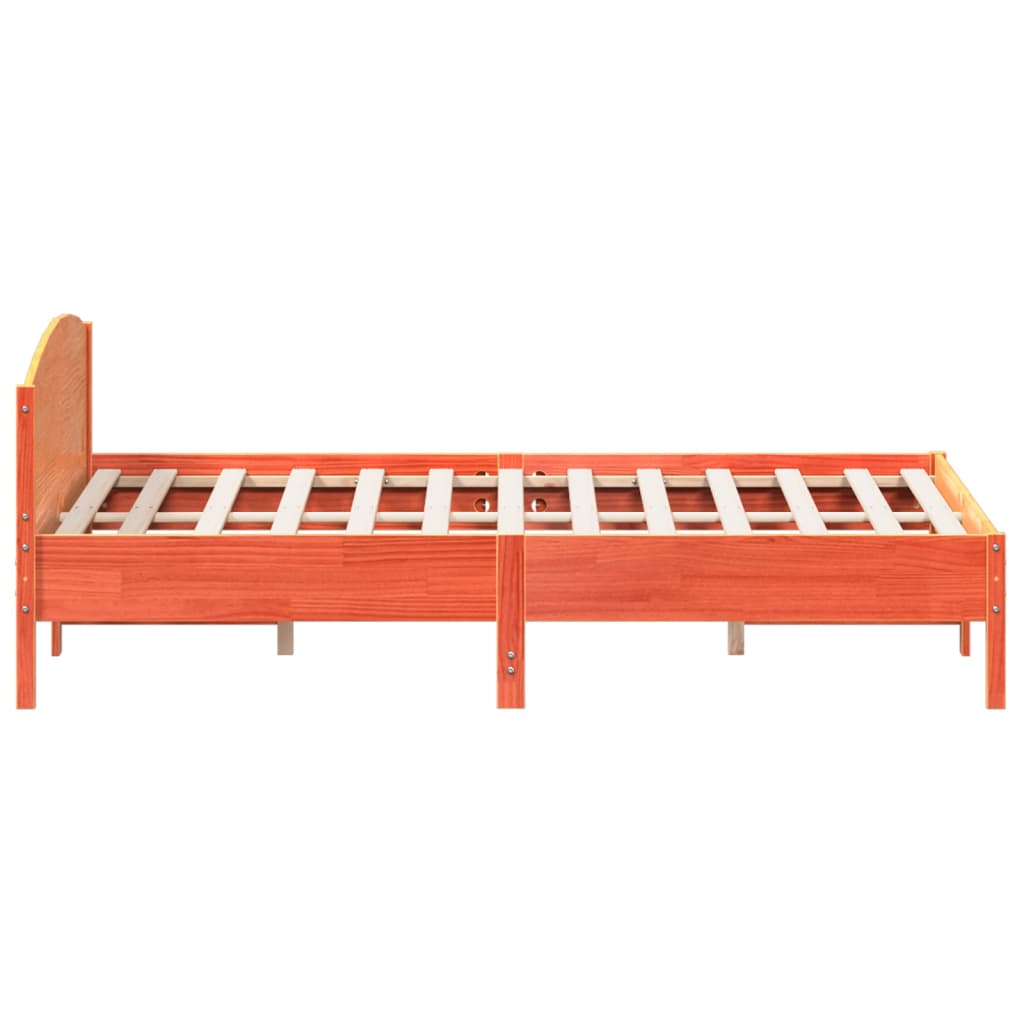 Bedframe met hoofdbord massief grenenhout wasbruin 200x200 cm – afbeelding 5