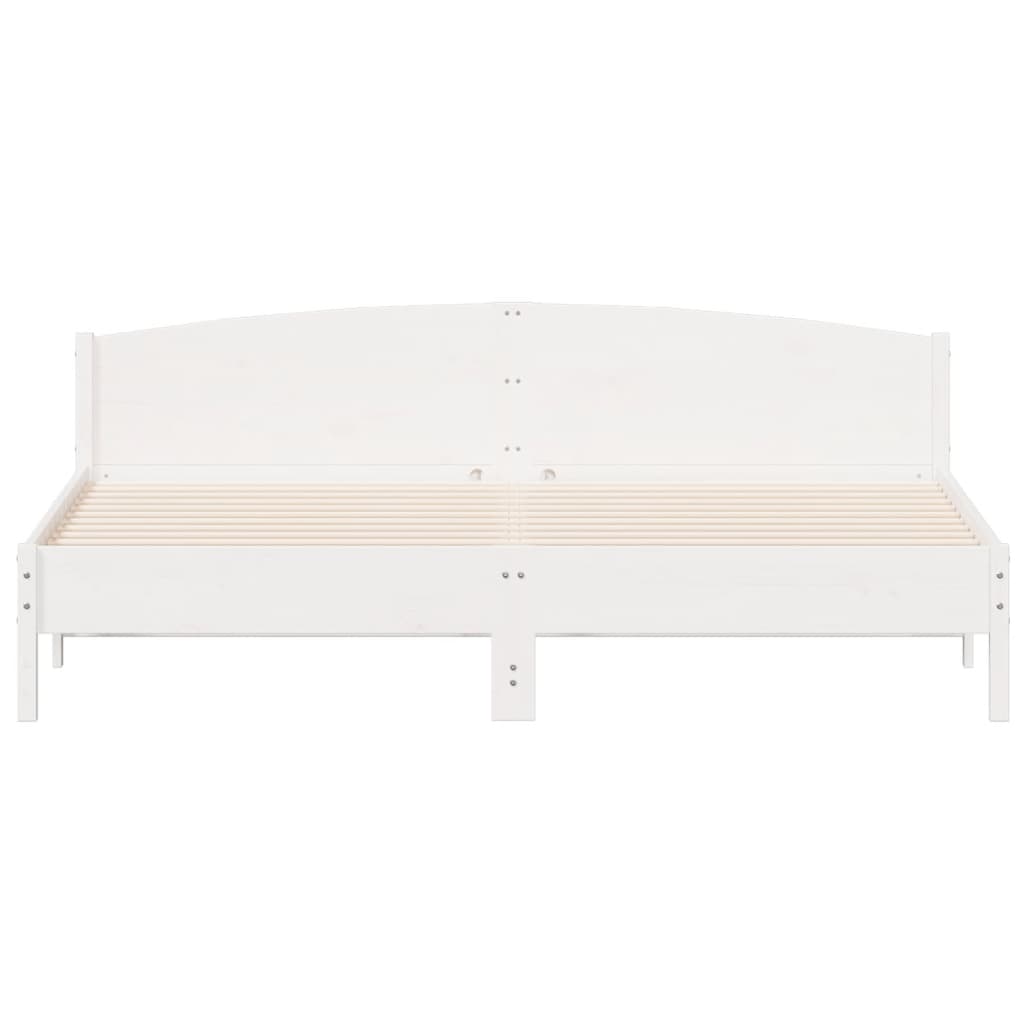 Bedframe met hoofdbord massief grenenhout wit 180x200 cm – afbeelding 4