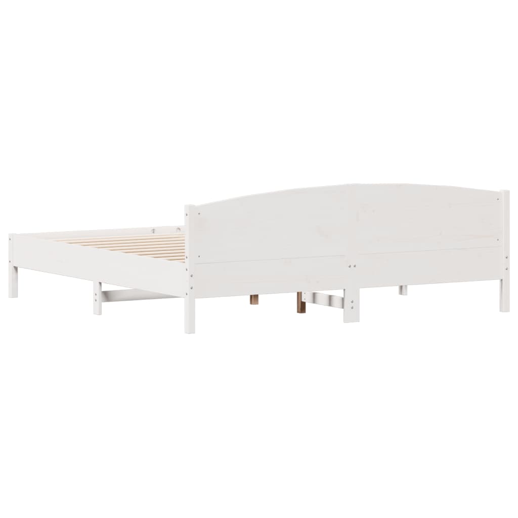 Bedframe met hoofdbord massief grenenhout wit 180x200 cm – afbeelding 6
