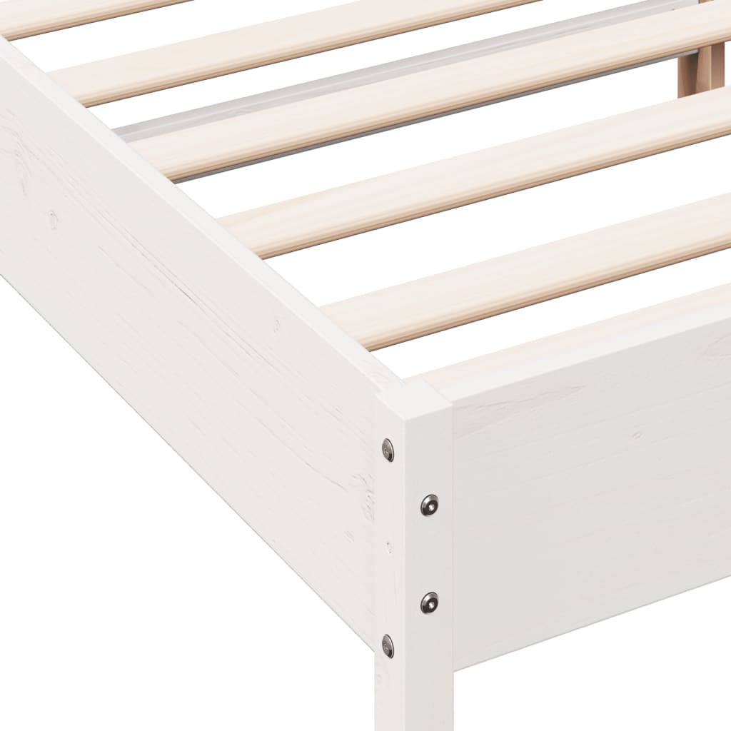 Bedframe met hoofdbord massief grenenhout wit 180x200 cm – afbeelding 7
