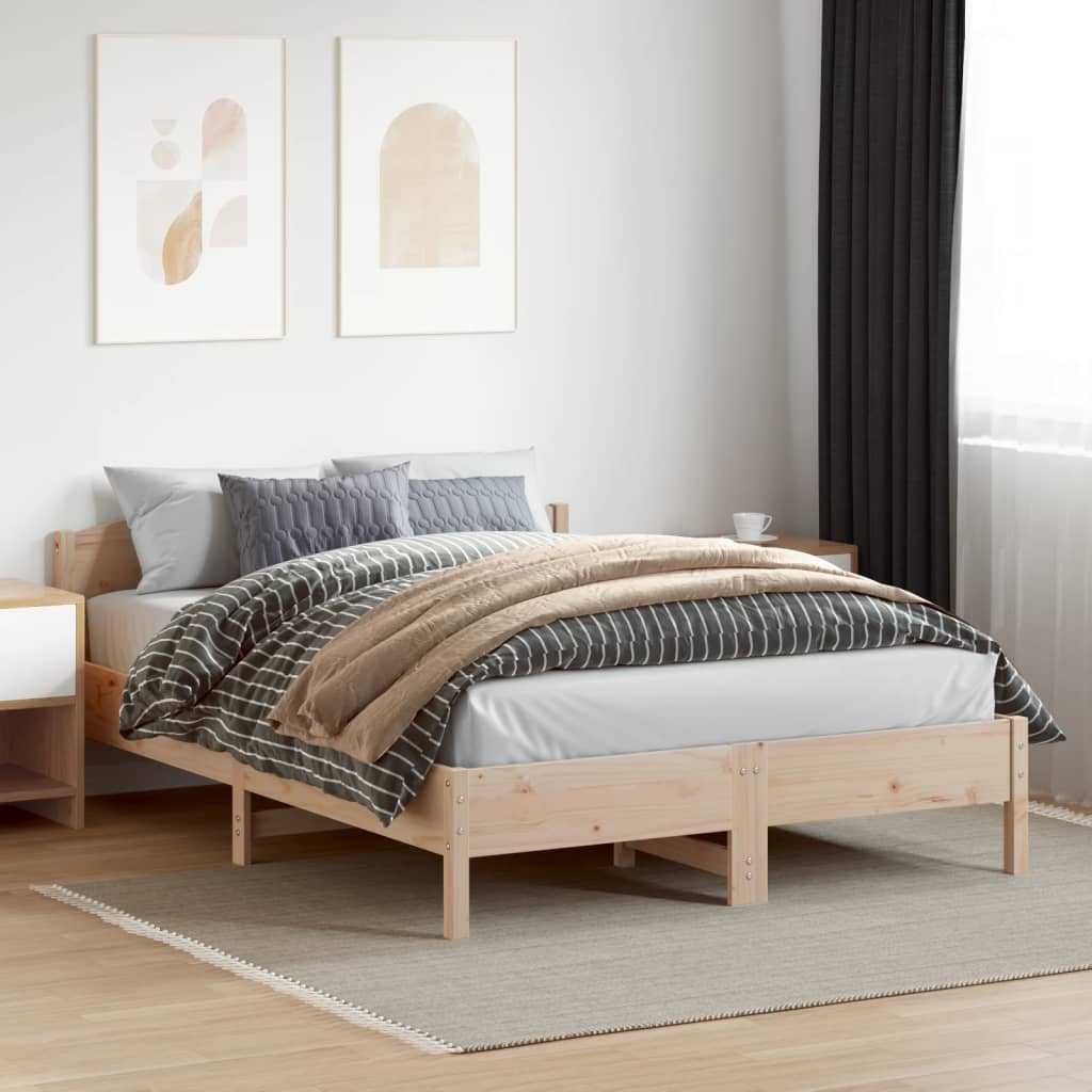 Bedframe met hoofdbord massief grenenhout 160x200 cm – afbeelding 3